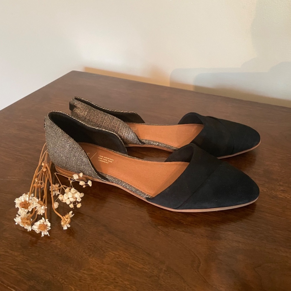 TOMS Black suede d’orsay flats - Picture 1 of 8
